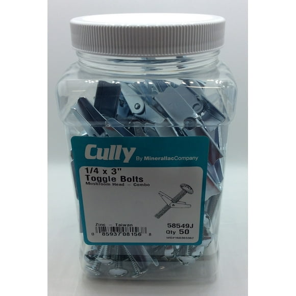 Cully 58565J 1/4X4" Slotted/Phillips Toggle Bolt 50-Pack